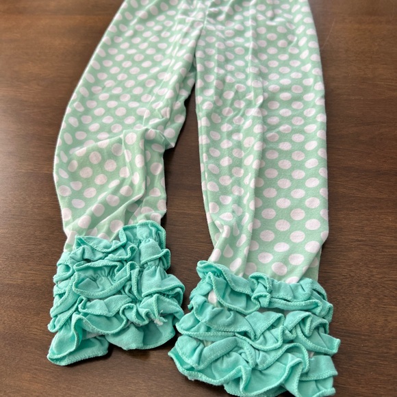 Teal and White Polka Dot Boutique Girls 2 Piece Outfit Matching Set size XS - Picture 9 of 10